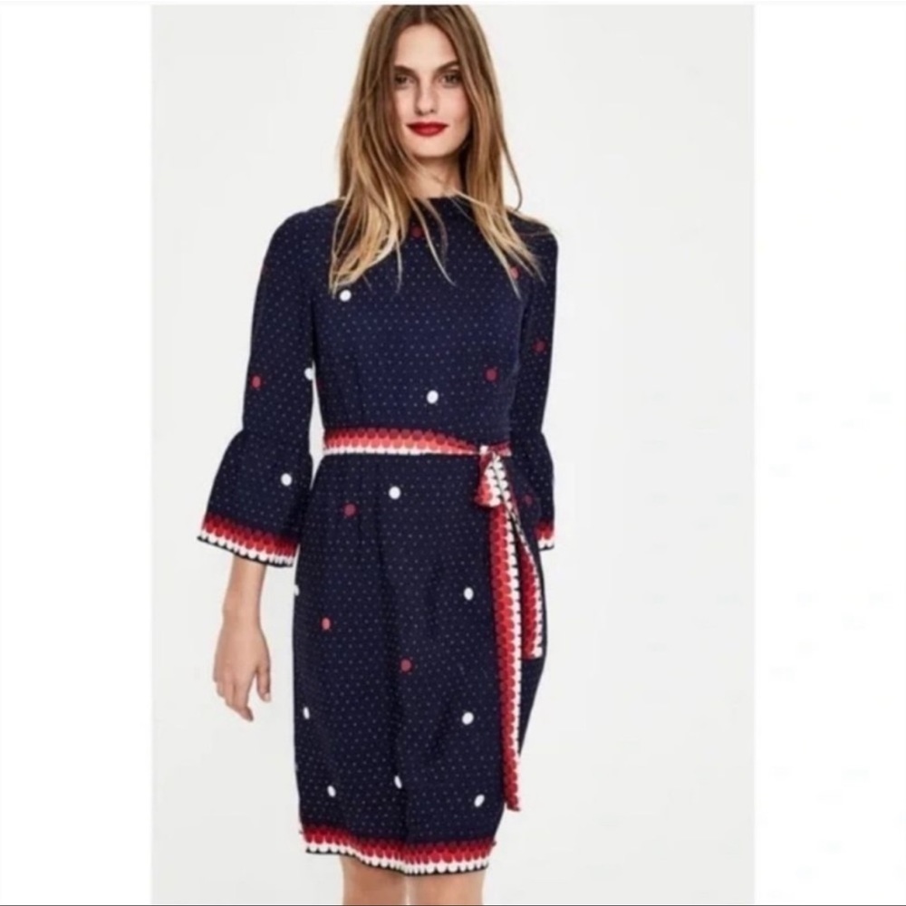 Red, White, and Blue Belted Boden Dress